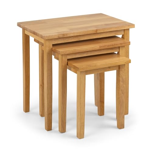 Julian Bowen Cleo Nest of Tables Set of 3 Nesting Side Table for Living Room Stacking End Table for Small Spaces 46 x 48 x 33 cm - Oak Effect