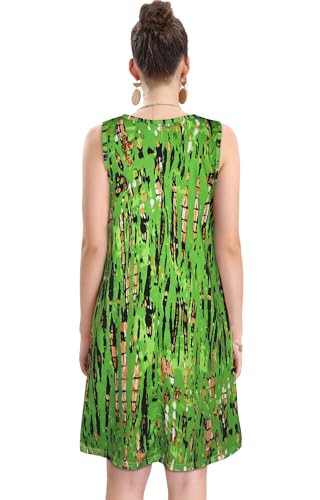Image of elescat Women's Summer Dresses 2026 Beach Casual Sleeveless Floral Print Tank Loose Sundress with Pocket