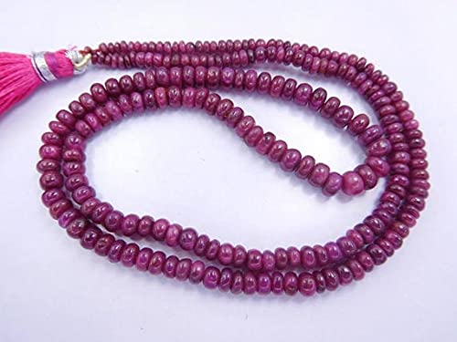 Rubis indien naturel perles rondelles lisses 3-4mm saphir fil 18 pouces bijoux