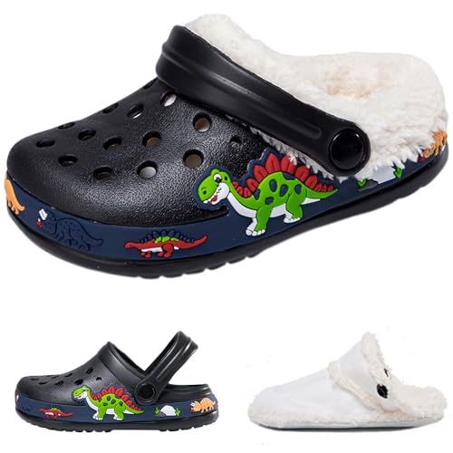 Hitopteu Zuecos ninos Respirable Sandalia de Playa Lindo Antideslizante Verano Zapatos Verano Chanclas Jardín Mules Invierno Negro EU 26
