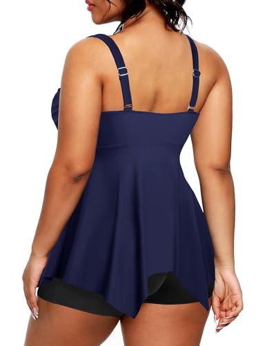 Holipick 2 Piece Plus Size Swimsuits for Women Tankini Bathing Suit Swimwear Tummy Control Flowy Tops and Boyshorts Modest2