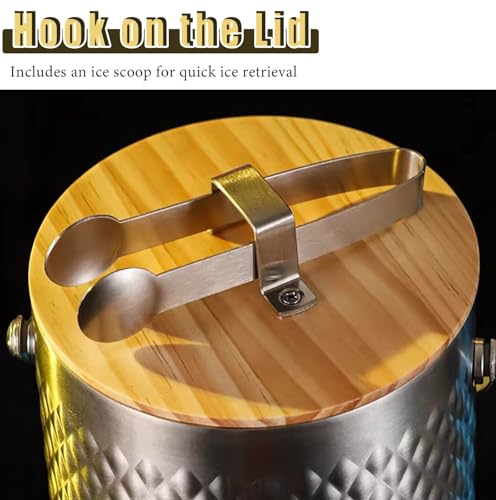 Cubitera para champán, Enfriador de Vino portátil de Doble Pared, cubeta de Hielo de Acero Inoxidable Resistente a la corrosión para Fiestas, hogar (1.4 L (0.36 GAL))