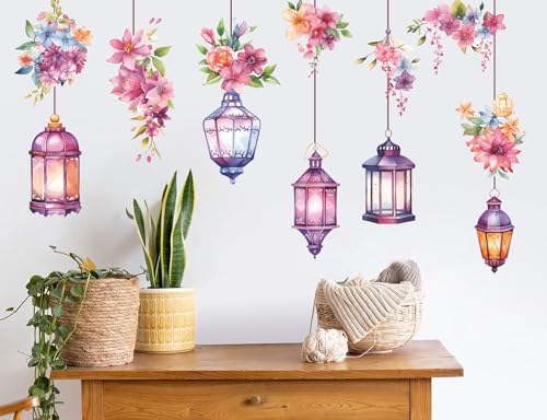 Vinilos decorativos de pared con flores colgantes para sala y dormitorio miniatura 7