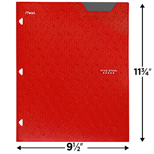 Five Star 2-Pocket Folders, 4 Pack, Plastic Folders With Stay-Put Tabs, Fits 3-Ring Binder, 11” X 8-1/2”, Assorted Trend Colors (38065) #TOP7