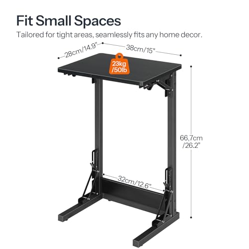 Hoobro Folding C Shaped End Table, Foldable Tv Tray Table For Eating thumb #2