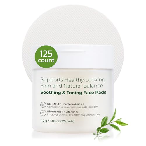 QAH Toner Pads Face Exfoliator Dark Spots Removal Pads, Soothing with DEFENSIL®,Tea Tree | Wrinkle Minimizing with Peptides, Niacinamide for All Skin Types(125 Counts)