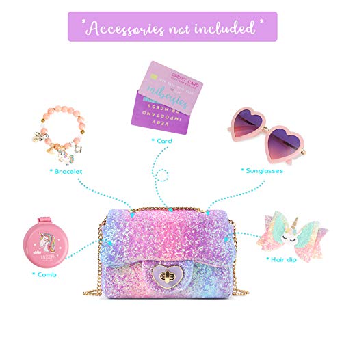 Image of (Froal Sequin Pink) - CMK Trendy Kids Sparkly Glitter Toddler Kids Purse for Girls Quilted Little Girl Purses