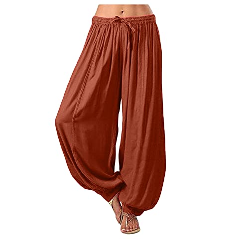 Palazzo Pants for Women Plus Size Loose Harem Pants Elastic Waist Casual Strapping Wide Leg Pants Solid Color Trousers Palazzo Pants for Women Plus Size Loose Harem Pants Elastic Waist Casual Strapping Wide Leg Pants Solid Color Trousers