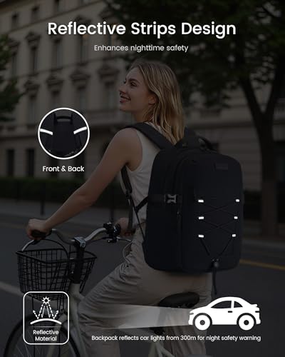 Image of LOVEVOOK College Laptop Backpack with Locking Cup Holder, 15.6 Inch Padded Waterproof Travel Daypack, Personal Item Bag for Work Commute Nurse Teacher
