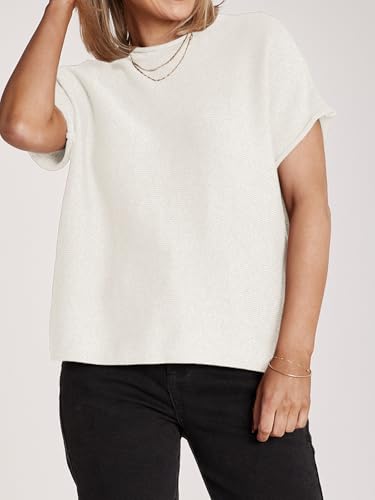 Image of Saodimallsu Women's Short Sleeve Lightweight Casual Crewneck Loose Fit Knit T-Shirt