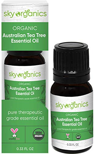 Organic Tea Tree Essential Oil by Sky Organics (10 ml.) 100% Pure Steam-Distilled USDA Organic Tea Tree Essential Oil Natural Tea Tree Oil for Skin Care Hair Aromatherapy and DIY