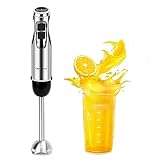 Aigostar Mixmaster - Stabmixer, 1000 Watt, Pürierstab mit 6 Geschwindigkeiten, Stabmixer Edelstahl Testsieger, Abnehmbarem Edelstahl Mixfuß, Turbo Funktion, 600ml Messbecher, Schwarz/Silber.