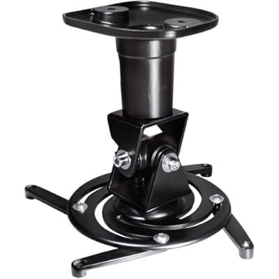 myWall universele plafondhouder voor beamers met cardangewricht (gatafstand individueel instelbaar) in de kleur zwart Gatafstand individueel instelbaar (maximale diameter gat: 31 cm)/plafondafstand: 225 mm. Zijdelings draaibaar: 360°/instelbare helli...