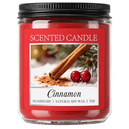 Homsolver Cozy Cinnamon Candle Scented Strong, Christmas Candles Cinnamon Stick Apple Scented with...