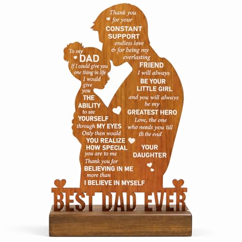 Best Dad Ever Wooden Plaque Sign, Dad Gifts from Daughter, Father Daughter Keepsake, Fathers Day Gift for Dad, Desk Decor Sign