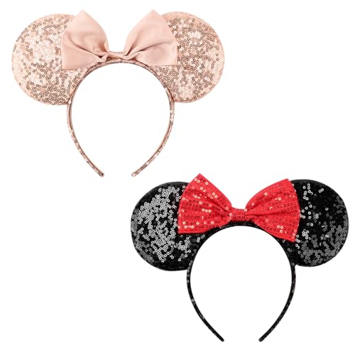 Image of DRESHOW Mouse Ears Bow Headbands Glitter Party Decoration Cosplay Costume for Women