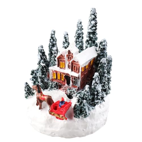 Yisawroy Christmas Village - Figura decorativa de casa de cidade de Natal com luz LED, decoração de paisagem