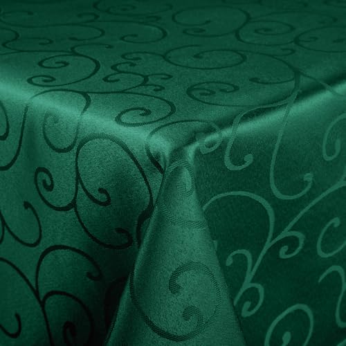 Image of AMFUN Table Cloth Rectangular 100 * 140 cm,Polyester Jacquard Tablecloth,Washable Dust-Proof Table Cover for Kitchen Dinning Indoor Decoration(Green)