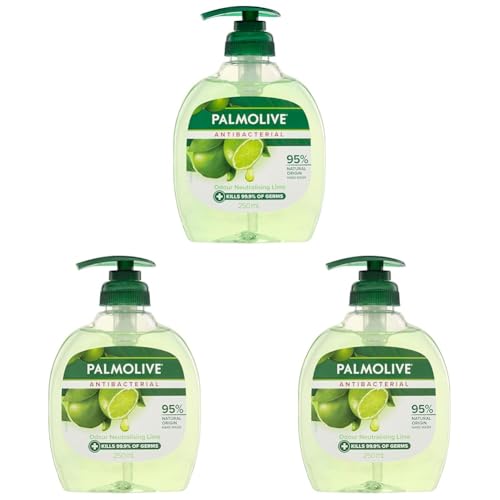 Palmolive Antibacterial Liquid Hand Wash Soap, 250mL, Odour Neutralising Lime Pump, No Parabens Phthalates or Alcohol (Pack of 3)