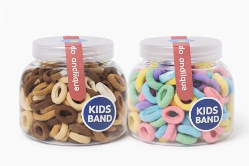 Image of Frescorr (200 pcs) Baby Hair Ties | Soft No-Damage Premium Elastic Mini Rubber Bands for girls | Strong Stretch Ponytail Holders | Daily Use Hair Accessories | (100 Pastel &100 Brown)