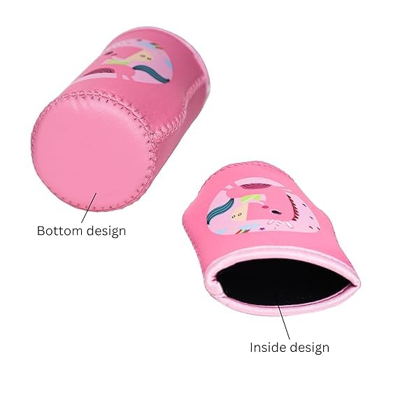 Image of THE LITTLE LOOKERS Cotton Blend Cute Animated Patterned Soft Stretchable Baby Bottle Cover I Baby Feeding Bottle Cover for 125Ml, 150Ml to 240Ml (Pink & Blue, Pack of 2)