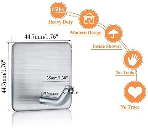 Image of Golden bird Adhesive Wall Hooks for Hanging Hold Strongly, Reusable Adhesive Hooks for Wall, Multi-Surface Damage Free Hooks for Hanging Stainless Steel Waterproof (Silver, 8)