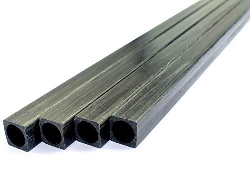 cncarbonfiber 4pcs 10mm Square Carbon Fiber Tubes 10x10x8.5x420mm Inner Round(Diameter 8.5mm),Pultruded Carbon Fiber Rods