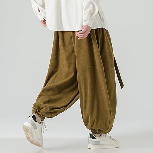 Men's Harem Corduroy Pants Fall Winter Casual Fashion Baggy Elastic Waist Joggers Slacks Streetwear Pants for Men4