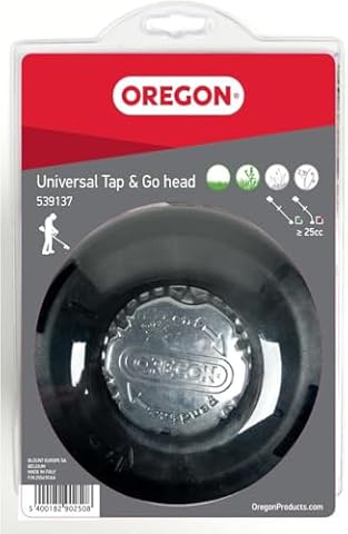 Oregon Bezśrubowa głowica podajnika typu Tap and Go Bump Feed 130 mm, głowica trymera do trawy, chwastów i grubej roślinności, pasuje do większości modeli prostych podkaszarek, takich jak Stihl, Bosch