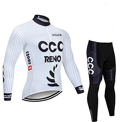 SUHINFE Ropa Ciclismo Verano para Hombre y Mujer, Hombre Maillot Manga Larga de Ciclismo y Culotte Pantalones Cortos, 3CWT, XL