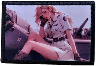 Aviation Pinup Girl Morale Patch Removable Hook and Loop for Molle Gear, Operator Hat, Rucksack, Pack Bag, Backpack, Made in The USA