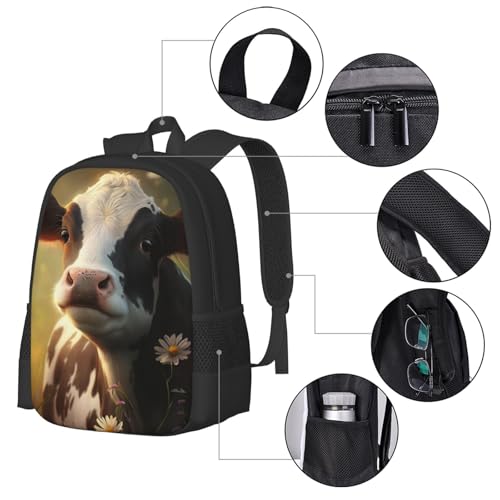 Commuter Unisex Cow Pasture Daisies Field Backpack Spacious Compartments for Work Essentials Casual Outings & Trips 17 Inch4