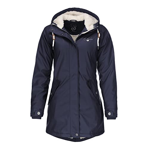 Dry Fashion Malmö Regenjas voor dames, met capuchon, lang, winddicht, waterdicht, gevoerd met teddyfleece