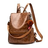 CHERUTY Women Backpack Purse PU Leather Anti-theft Casual Shoulder Bag Fashion Ladies Satchel Bags(Tan)