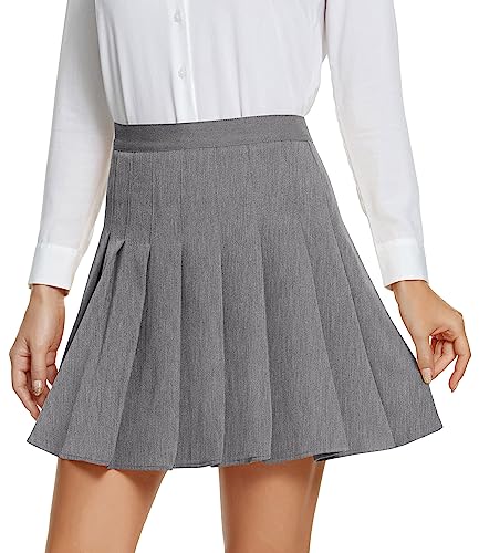 Urban CoCo Women's Pleated High Waist Solid School Uniform Skirt3