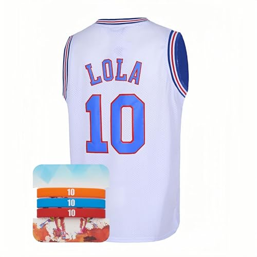TUEIKGU Mens #10 Lola Basketball Jersey Movie Couples Halloween Costume with Wristband (White10 Small)