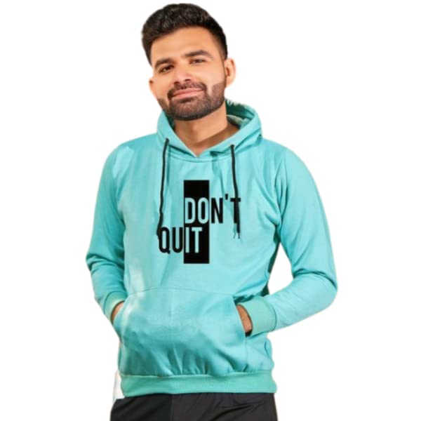 Image of Don't Quit Print Hooded Neck Kangaroo Pocket Winter Wear Sweatshirt for Mens & Boys