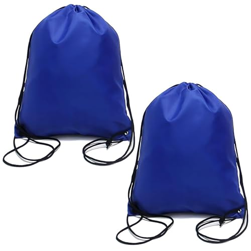 Image of Senshuomy Drawstring Bags Swimming Sports Back Pack Drawstring Gym Bag for Mens & Womens - Ideal for School Travel, Picnic, Holidays, Shopping, Yoga (Blue/2pcs