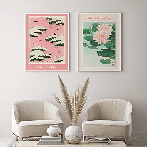 Affiches Imprimer Vintage 50x70cm décoration murale japonaise rose ciel pour chambre et salon
