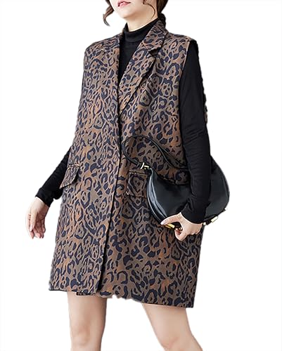 ellazhu Women's Vest Sleeveless Button Patterned Two Side Pockets V-neck Straight Hem Casual Loose GZ382