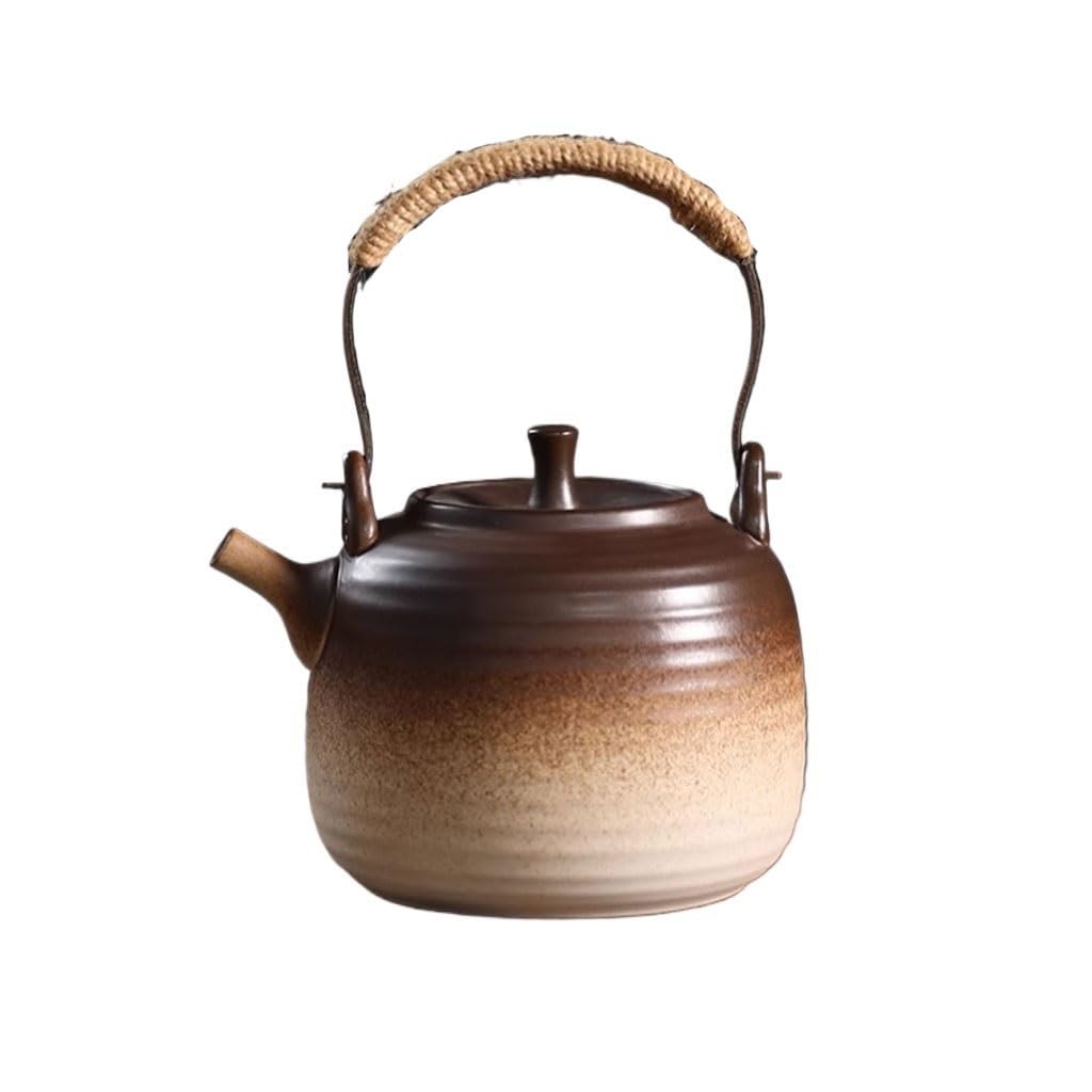 FJQFHH Japanese ceramic tea pot, Ceramic Teapot Retro Chinese Style Household Carbon Stove Dry Burning(B)