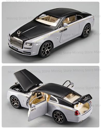 Image of 1:24 Rolls-Royce Spectre Diecast Metal Pull Back Car with 6 Openable Doors with Sound and Light Toy Decoration car Best Gift Toys for Kids (1:24 Rolls-Royce Wraith - Black)