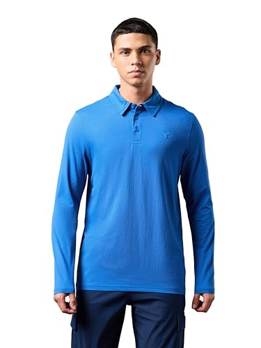 Image of TECHNOSPORT Mens Slim Fit Solid Full Sleeve Cotflex Polo T-Shirt for Regular and Casual Uses