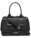 Calvin Klein Jett Top Zip Satchel, Black/Silver, One Size