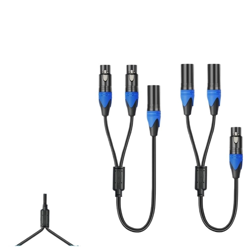 Kabel rozdzielający 50 cm 1 XLR żeński na 2 XLR męski kabel rozdzielający Y kabel rozdzielacza mikrofonu (MFF)