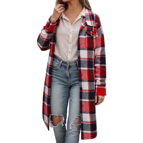 Abrigo largo de forro polar elegante y suave de diseño a cuadros exclusivo XXL