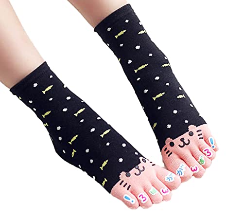 Image of acdiac Women's Cotton Toe Socks,five Finger Socks,Funny and Funky cartoon theme sport Toe Socks