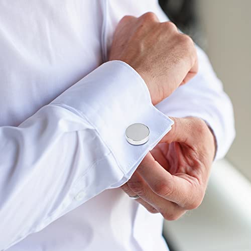 Cufflinks For Men Silver Blank Cuff Links And Tie Clip Set Gifts For Men Father Lover (Round) #TOP1