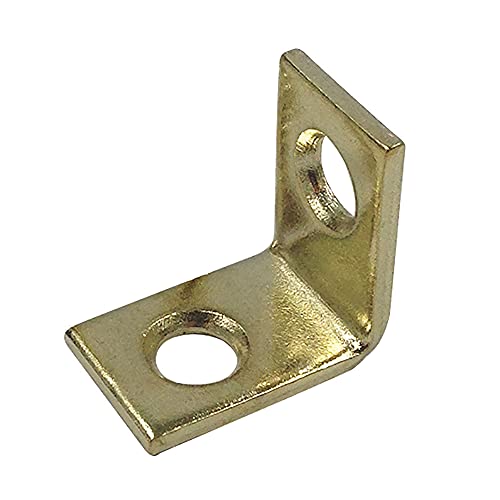 Prime-Line MP11375-4 Corner Bracket, 3/4 In., Steel Construction, Brass-Plated, L-Angle (4 Pack)