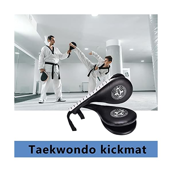 Taekwondo-Kick-Pads-Target-Durable-TKD-Kicking-Targets-Training-Paddles-Double-Strike-Pads-for-Kickboxing-and-Karate-Training-Striking-Pads-Black2-PCS Taekwondo Kick Pads, Target Durable TKD Kicking Targets Training Paddles, Double Strike Pads for Kickboxing and Karate Training Striking Pads (Black,2 PCS)